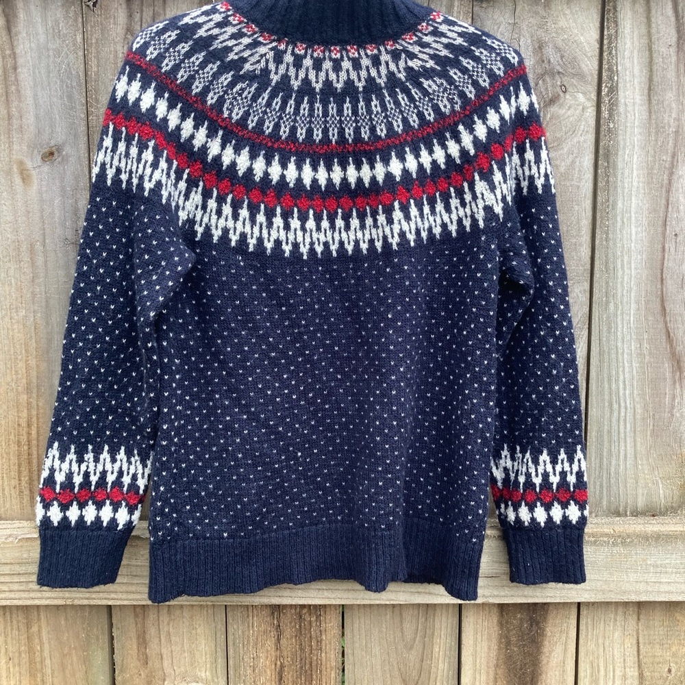 Eddie Bauer Navy and Red Turtleneck Sweater - Picture 3 of 8